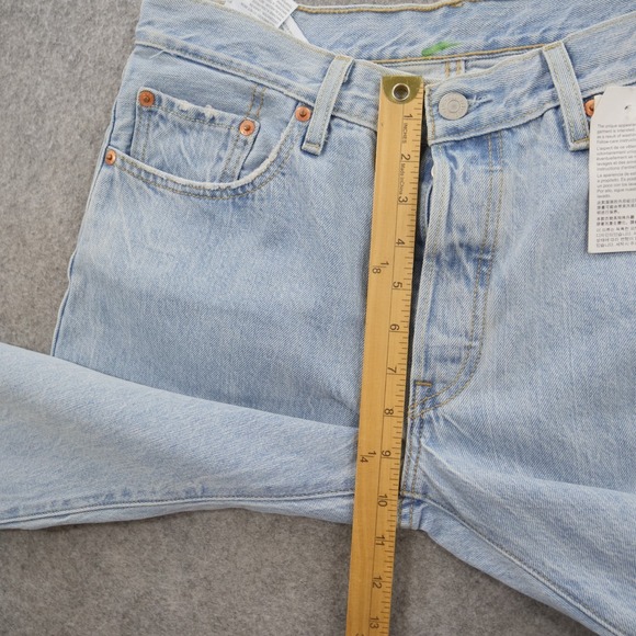 Levis Jeans Womens 29 501 Blue Crop Light Wash Mid Rise Split Hem New - Picture 11 of 12